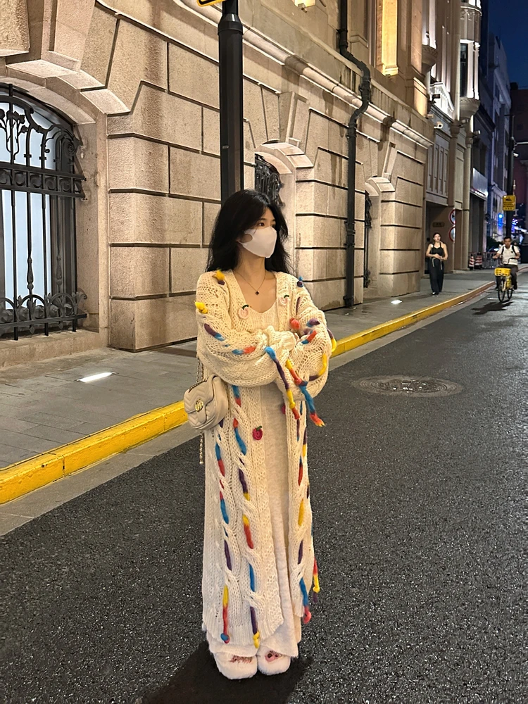 Loose Lazy Sle Knitted Sweater Coat Women's Mid-Length Open Cardigan Autumn Winter Faion Design Comfortable Warm Thiened - AliExpress Sweaters&Jumpers