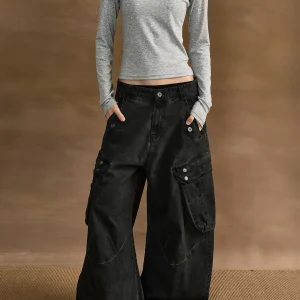 a PUEE Vintage Multi-ket Baggy Work Pants Loose Casual Trousers Knife ape Wide Leg Cotton Youth All Season Wear - AliExpress Pants