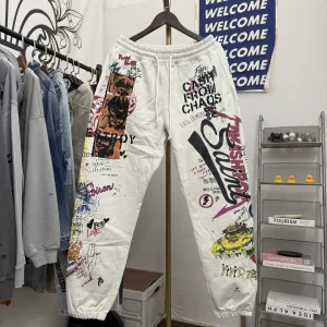 Casual Loose Cuffed Sweatpants Men's American High Street fiti Print Waed out Loose Fit Street Sle Youth Faion - AliExpress Pants