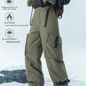 Men's And Women's Thiened down Ski Pants Winter Outdoor Windproof Waterproof Warm Straight Leg Function Sle Workwear Pants - AliExpress Pants