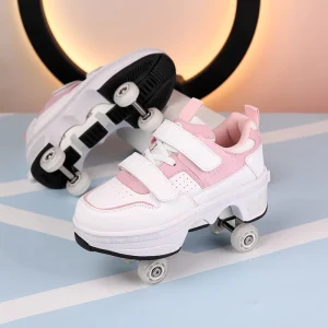 Children Wheels Shoes Roller Sneakers With 4 Wheels Skates Adult Runaway Parkour Deformation Shoes For Women Men Youth Kids Gift - AliExpress Sneakers