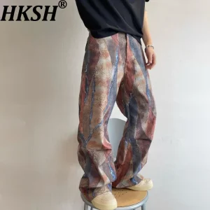 HKSH Spring Summer Autumn New Men Tide Split Spliced Digital Printed Slim Straight Casual Pants Chic Ins Fashion Vintage HK20343 - AliExpress Pants