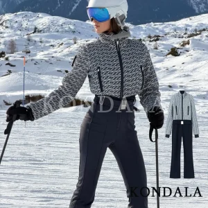 KONDALA Trendy Winter Belt Ski Jumpsuit Women's Zipper Quilting Jacket Splicing Pants Ski Suit 2026 Fashion Contrasting Ski Suit - AliExpress Jumpsuits&Rompers
