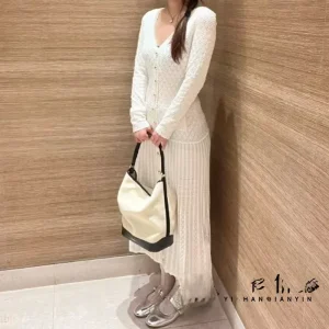 Early Autumn New Sle Long V-ne Knitted Dr Women's Single-button Embellied Diamond Pattern Dr Commute St... - AliExpress Sweaters&Jumpers