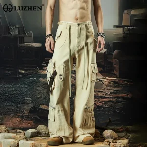 LUZHEN Fashion Personalized Pockets Decorate Cargo Casual Pants Men's 2025 New Solid Color Drawstring Original Streetwear JY2303 - AliExpress Pants