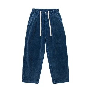 Retro Japanese Sle Men's Corduroy Casual Loose Fit Work Pants Thin Stripe High Weight Indigo Waed Small Footed Trousers - AliExpress Pants