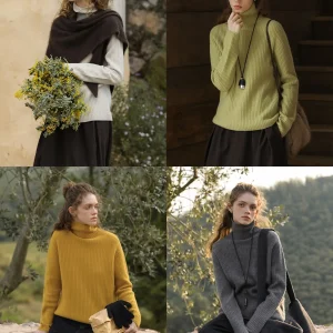 MELLIIY Winter Women's Knitted Wool Base irt High Collar Loose Fit Four Colors Optional Casual Sle Long Sve Soft Wool - AliExpress Sweaters&Jumpers