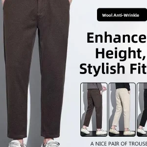 Busin Casual Men's Wide Leg Pants Woolen Autumn Spring Loose Straight Cut Trousers for Men Simple Sli Ci Walk - AliExpress Pants