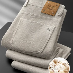 Autumn Winter Thiened Warm Woolen Trousers Men's Straight Leg Busin Commuter Casual Pants Drapey West Pants - AliExpress Pants