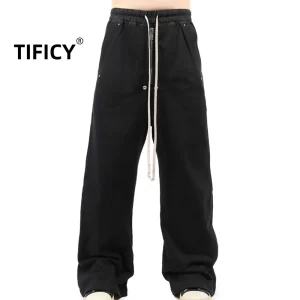 High Street Dark RO Style Pants Wide Leg Zipper Loose Straight Tube Micro Flared Casual Men's Elastic Waist Streetwear Pants - AliExpress Pants