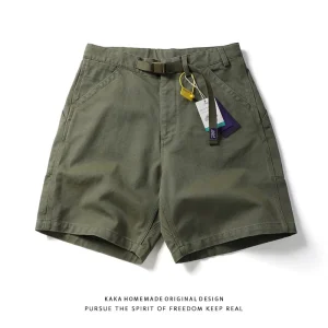 Retro Japanese Sle Loose Fit Canvas Work orts Men's Casual Five-Quarter Pants Youthful Energy Pure Color Summer Wear - AliExpress Pants