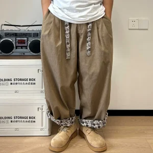 American Style Cashew Flower Patchwork Casual Pants for Men Loose Vintage Wide Leg Pants - AliExpress Pants