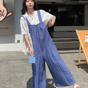 White ort Sve Bib Overalls Women's Summer New Sle Two-Piece Set High Waist Wide Leg Jumpsuit Commute Sle Clothing - AliExpress Jumpsuits&Rompers
