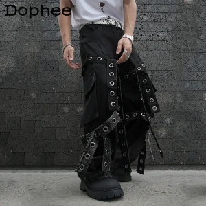 American Street Retro Heavy Craft Design Sense Pleated Patchwork Cargo Pants Loose Casual Draped Fashion Trend Jeans for Men - AliExpress Pants