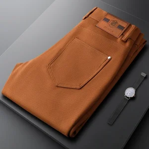 Browni Red Busin Casual Pants Men Slim Fit mid Waist Men Pants Thi Straight Leg Trousers Autumn Winter - AliExpress Pants