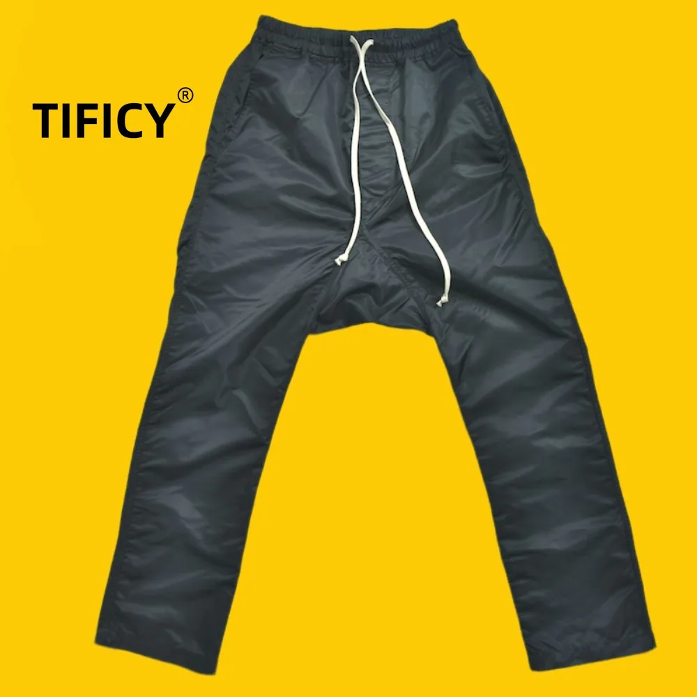 High Street RO25 Pants Elastic Waist Men's Fashion Nylon Bright Face Haren Straight Pants Casual Dark Style Pant - AliExpress Pants
