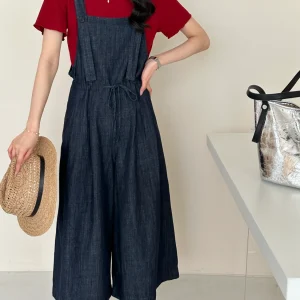 Women's Denim Overalls Loose Fit Casual Wide Leg Pants One-Piece Suit Korean Sle Summer New Arrival High Waist Nine-Piece - AliExpress Jumpsuits&Rompers