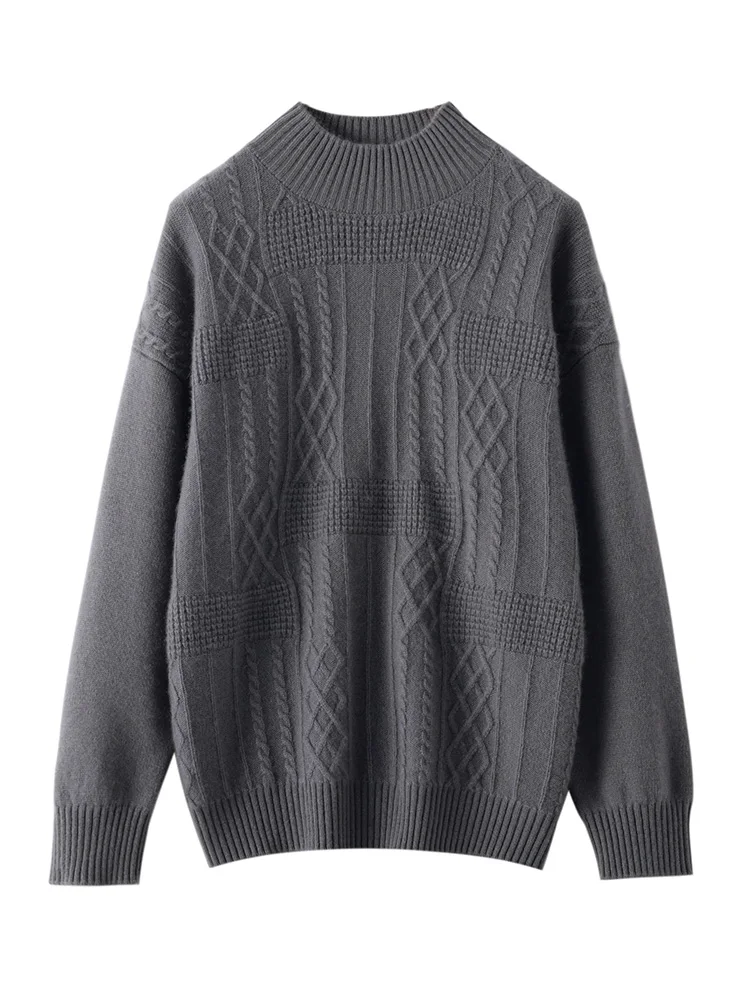 ADDONEE Women 100% Cashmere Sweater Mock Neck Pullover Autumn Winter Thick Soft Cashmere Knitwear Vintage Luxury Style Tops - AliExpress Sweaters&Jumpers