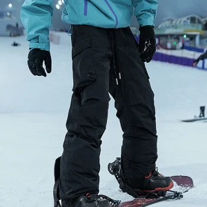 Men's Snowboarding down Pants Bla Fce Lined Windproof Waterproof Winter Thermal Straight Leg Long Trousers for Extreme Cold - AliExpress Pants