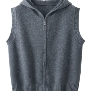 Chic Autumn Winter Women's Zipper Cardigan Vest Casual Loose 100% Merino Wool Knitwear Sweater Basic Sleeveless Soft Warm Tops - AliExpress Sweaters&Jumpers