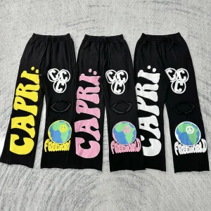 Street Sle American Letter Patchwork Loose Splicing Bell Bot Casual Long Trousers Trendy Youthful Autumn Faion - AliExpress Pants