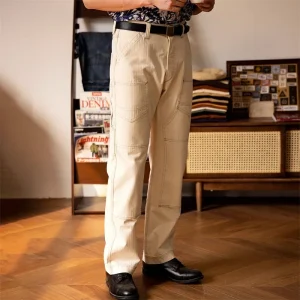 Red Tornado Derrickman Chinos Vintage Workwear Style Double-Knee Motorcycle Pants - AliExpress Pants