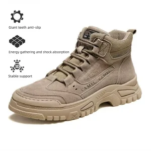 Golden Camel Outdoor Hiking Boots for Men's Retro Casual High Top Fleece Lined Mountaineering Shoe Non-slip Cushioning Snow Boot - AliExpress Sneakers
