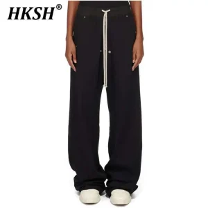 HKSH Spring New Dark RO Style Wide Leg Zipper Loose Straight Casual Pants For Men And Women Tide Chic Punk Fashion Cotton HK0130 - AliExpress Pants