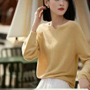 Shuman Knitted Elegant Player Seamless Paper Yarn Small V-neck Knitted Top Women's OL Style Polyester Fiber Long Sleeve Crew ... - AliExpress Sweaters&Jumpers