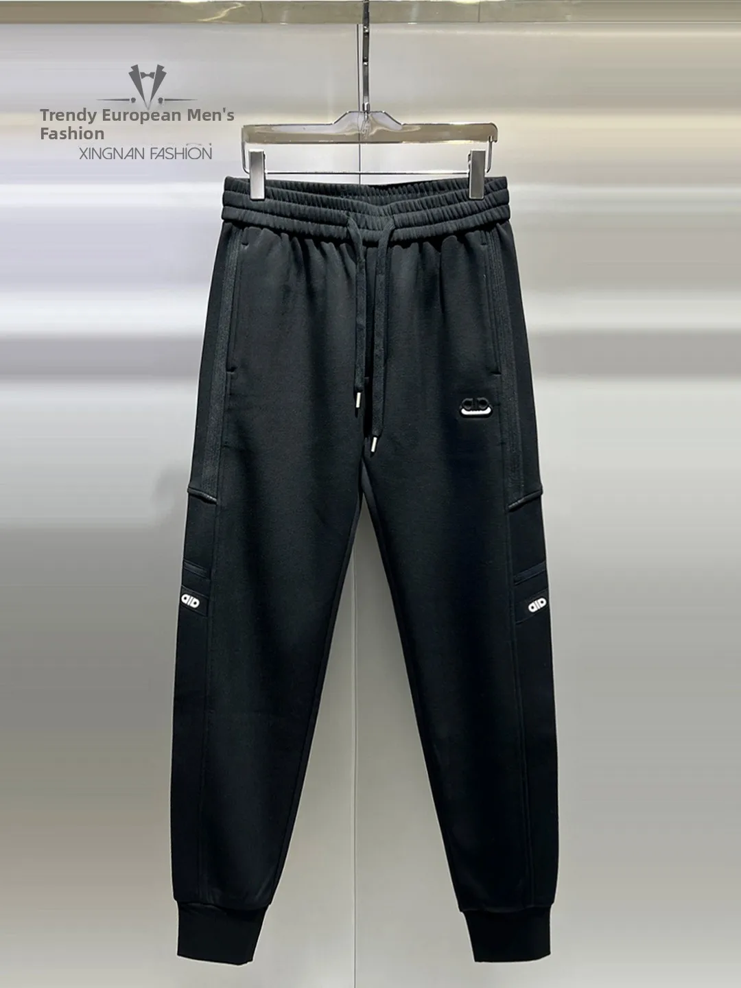 Men's Winter Casual Trousers Faionable Patchwork Emed Thiened Leisure Pants Sli Cuffed Sweatpants Streetwear - AliExpress Pants