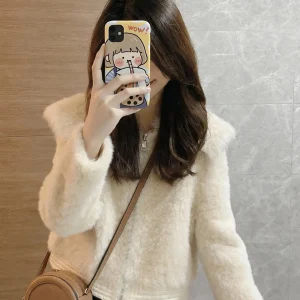 Ele Winter New Sle Women's Long Sve Camere Top in Beige Gentle Faion Versatile Commute Korean Version Straight Cut - AliExpress Sweaters&Jumpers