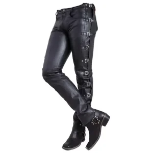 Black Matte Faux Leather Men's Pencil Pants Vintage PU Slim Casual Male Straight Trousers Chic Bodycon Splicing Pant New Custom - AliExpress Pants