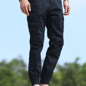 Summer Thin Men's Workwear Pants Casual Loose Fit Breathable Cotton Polyester Blend Long Trousers Youth Faion Trend - AliExpress Pants