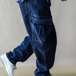 American Workwear Sle Corduroy Loose Casual Pants with kets Thiened Fce Blue Men's Knife-ape Long Trousers - AliExpress Pants