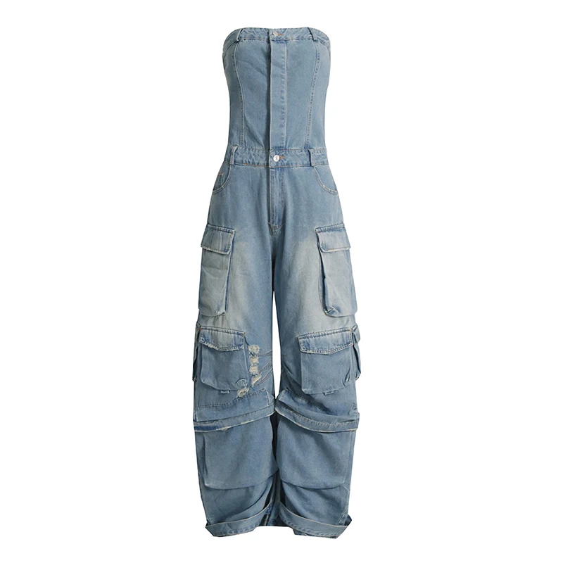 STUDIO Street Sle Denim Overalls Women's American Pear Body ape Jumpsuit High Waist Long Pants Workwear Spring Autumn - AliExpress Jumpsuits&Rompers
