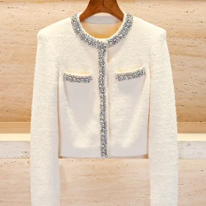SP Home South Oil High End Women's Spring Small Fraance Sle ort Diamond Embellied Knitted Cardigan Jaet - AliExpress Sweaters&Jumpers
