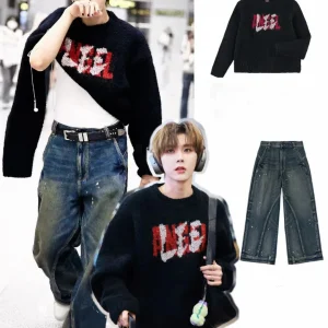 MICOAT American Sle Thiened Loose ex Sweater Collaborative Autumn Winter Letter Embroidery Casual Faion for Men And... - AliExpress Sweaters&Jumpers