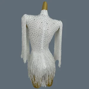 Stunning White Pearls Sequins Tassels Bodysuit Women Sexy Latin Dance Performance Costume Event Show Stage Club Outfit Baiyun - AliExpress Jumpsuits&Rompers