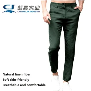 Middle-aged Men's New Straight Leg Pants Spring Summer Thin Slim Nine-point Pants Breathable Linen Casual Dark Green Trousers - AliExpress Pants