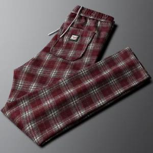 Luxury Briti Sle Men's Thiened Plaid Casual Pants Elastic Waist Straight Leg Sport Sweatpants Breathable Comfortable Po... - AliExpress Pants