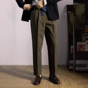 2025 Red Tornado Neapolitan Suit Trousers Herringbone Men's Double Pleated Casual Pants Cuffed - AliExpress Pants