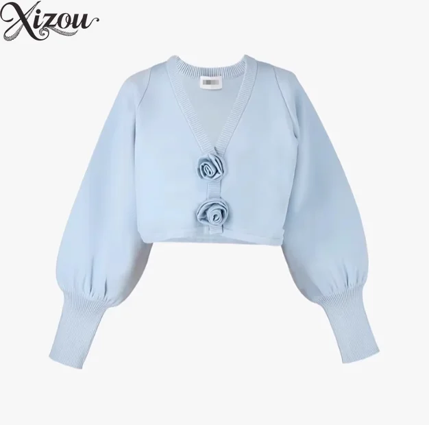 2025 Japanese Women Knitted Cardigan V-Neck Long Sleeve Knit Shirt Short 3D Rose Button Autumn Winter Elegant Sweaters Top - AliExpress Sweaters&Jumpers