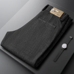 Business Casual Woolen Pants Men's Slim Straight Leg Thick Winter Commute Trousers Black Grey Autumn Winter Polyester Viscose... - AliExpress Pants