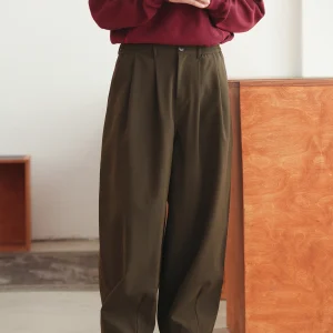 Noears Autumn Winter y Retro een Suede Loose Pants Straight Leg Commute Casual Trousers Youth Warm PU Fabric - AliExpress Pants