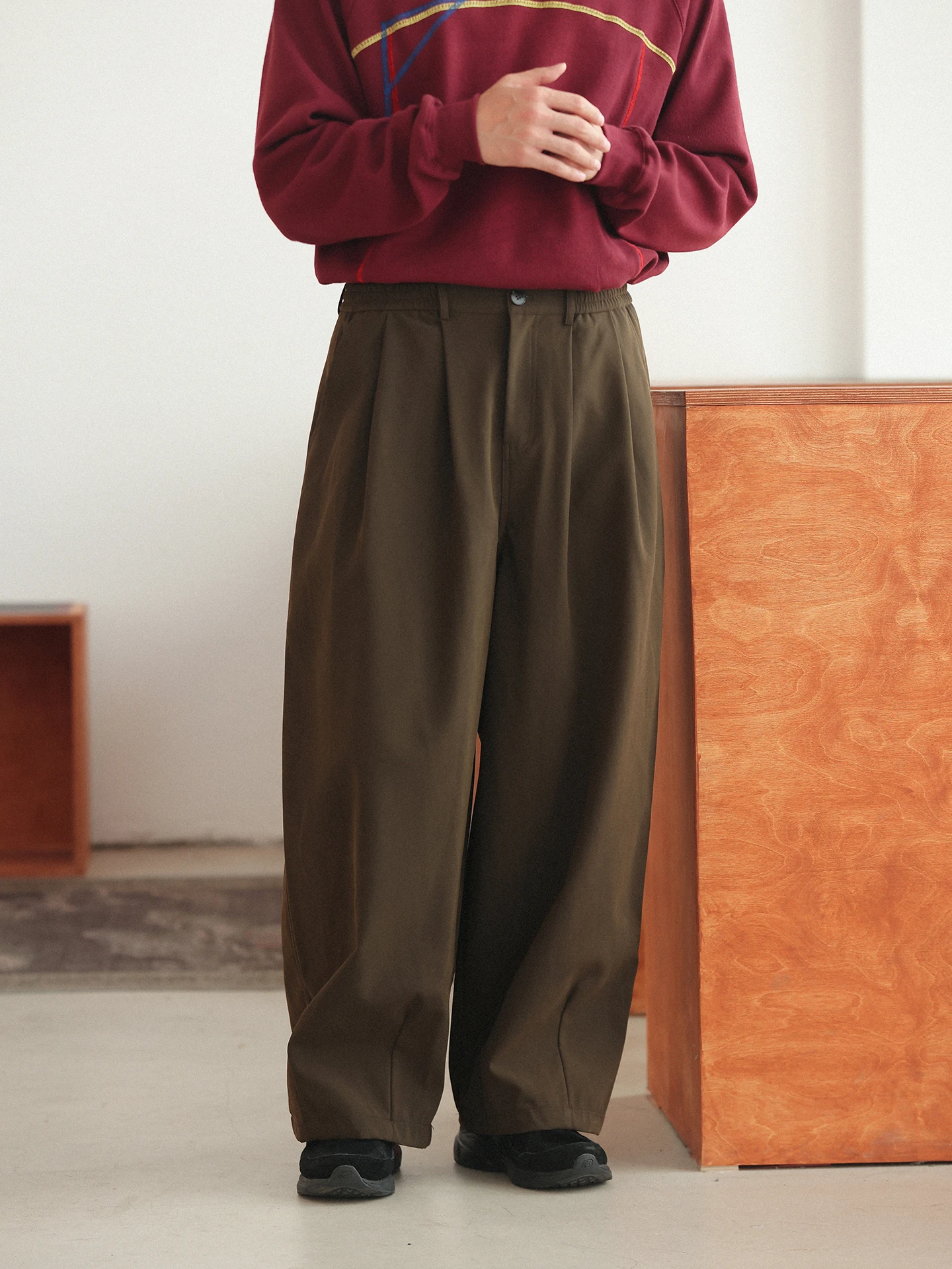 Noears Autumn Winter y Retro een Suede Loose Pants Straight Leg Commute Casual Trousers Youth Warm PU Fabric - AliExpress Pants