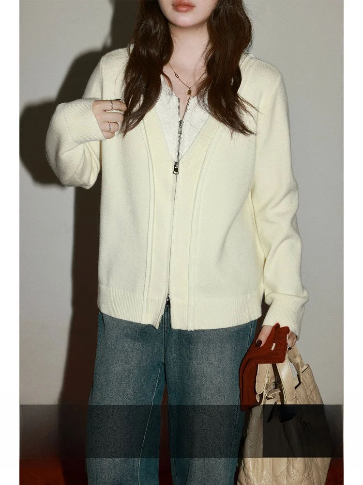 plus Size Knitted Sweater with Lace Splice And Hat for Plump Women Casual Sle Long Sve Zipper Closure Daily Wear Polyest... - AliExpress Sweaters&Jumpers
