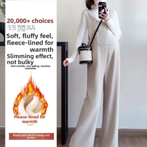 Thiened Knitted Fce Women's Overalls Pants Winter Faion High Waist Straight Leg Loose Fit Biker Sle Bla Materni - AliExpress Jumpsuits&Rompers