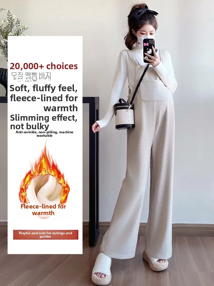 Thiened Knitted Fce Women's Overalls Pants Winter Faion High Waist Straight Leg Loose Fit Biker Sle Bla Materni - AliExpress Jumpsuits&Rompers