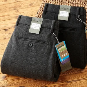 Australian Luxury Woolen Men's Elastic Casual Pants Autumn Winter Thi Warm Floing Loose Straight Busin Long Trousers - AliExpress Pants
