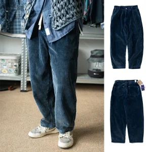 Japanese Retro Men's Pants High-quality Indigo Washed Corduroy Casual Loose Fitting Trousers for Men and Women - AliExpress Pants